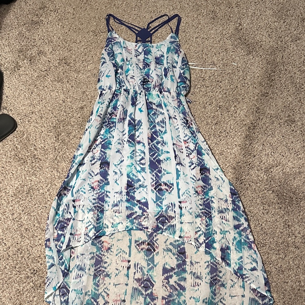 Vera Wang Blue and White High Low Dress